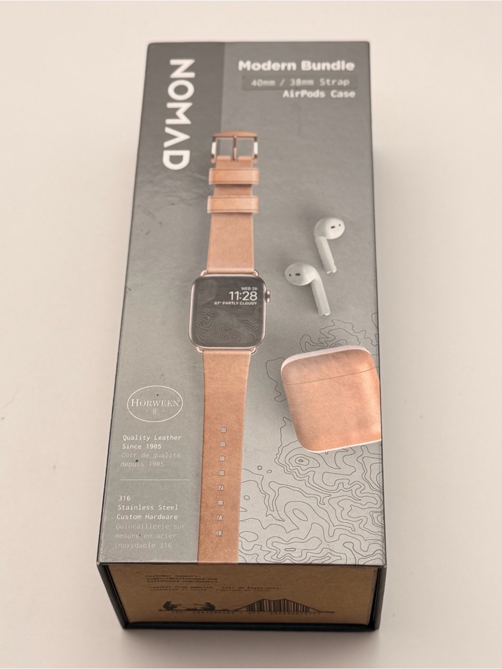 Nomad Bundle Leather‎ Apple Watch Band And AirPods Case, 38/40/41mm